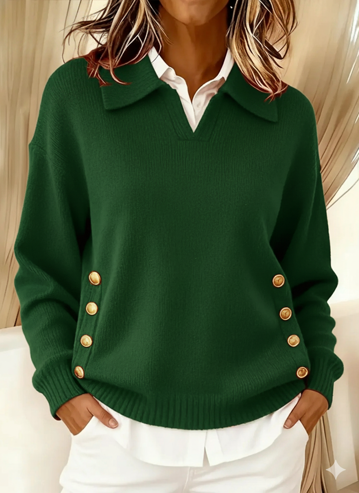 Yolanda | Pullover con Collo Polo e Bottoni
