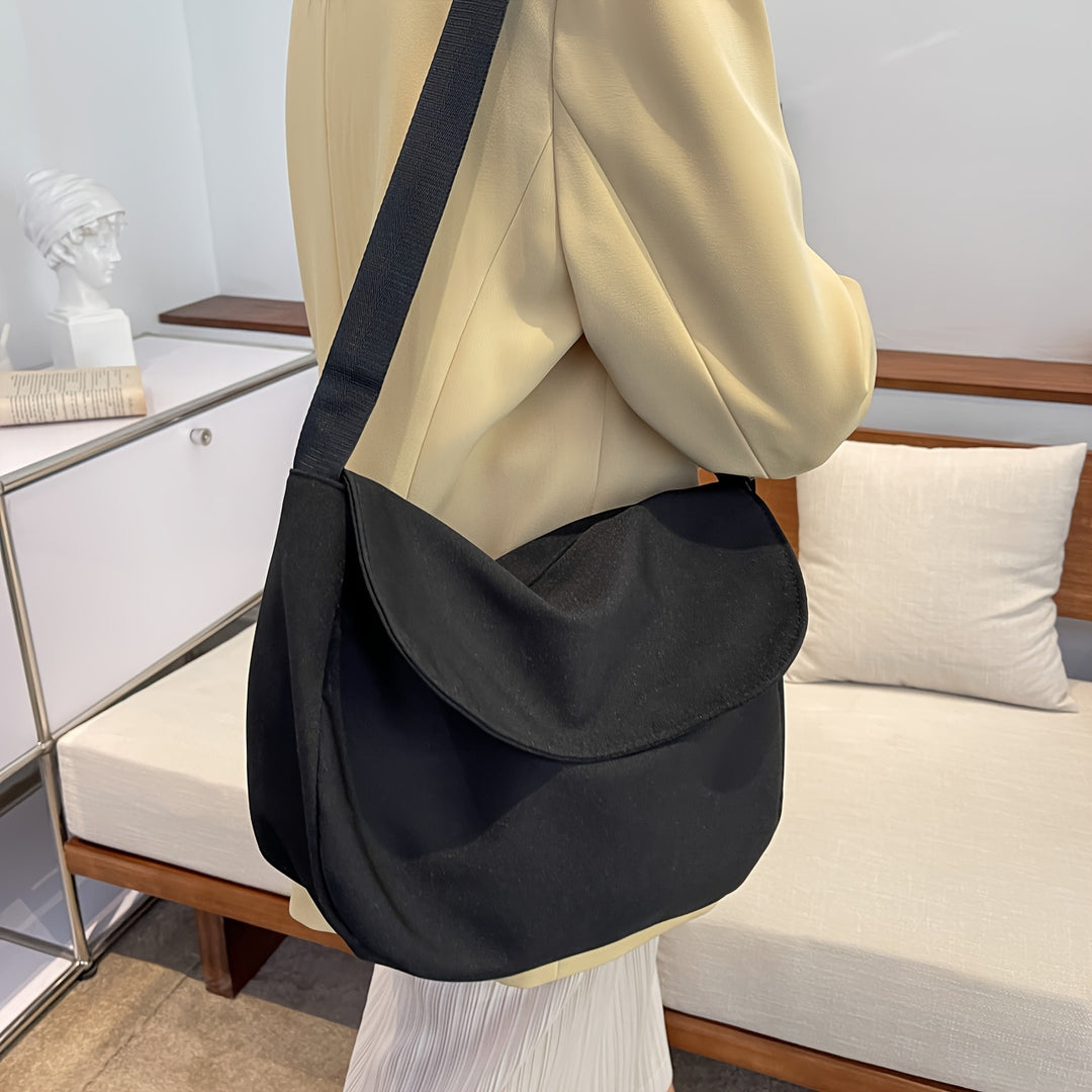 Valentina | Borsa a Tracolla in Nylon Spesso Grande Capacità con Cerniera, Bottone Magnetico, Tracolla Regolabile, Borsa in Tessuto Leggera e Pieghevole