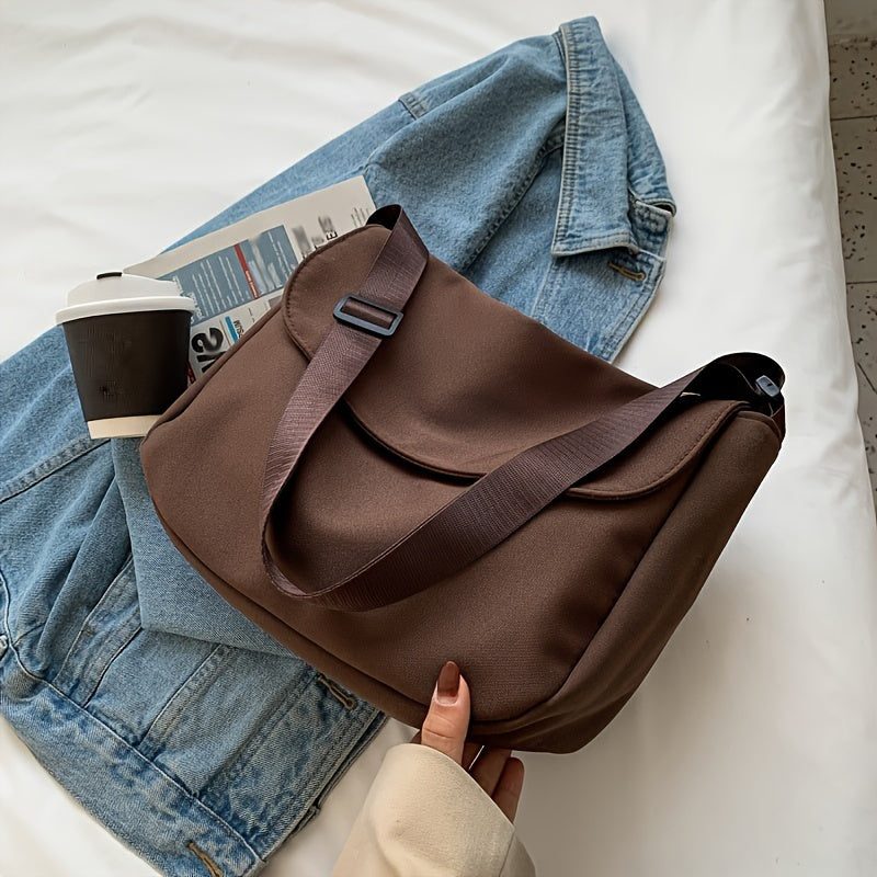 Valentina | Borsa a Tracolla in Nylon Spesso Grande Capacità con Cerniera, Bottone Magnetico, Tracolla Regolabile, Borsa in Tessuto Leggera e Pieghevole