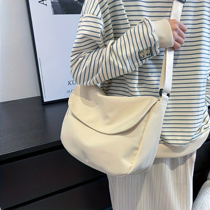 Valentina | Borsa a Tracolla in Nylon Spesso Grande Capacità con Cerniera, Bottone Magnetico, Tracolla Regolabile, Borsa in Tessuto Leggera e Pieghevole