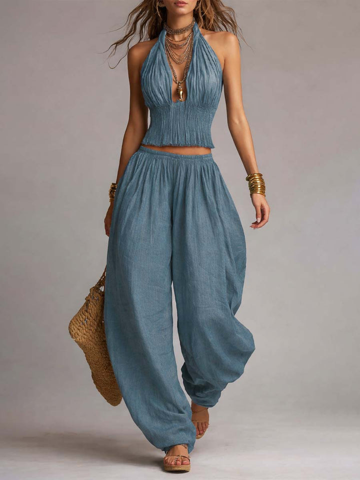 Ginevra | Completo Boho con Top a Fascia e Pantaloni Harem