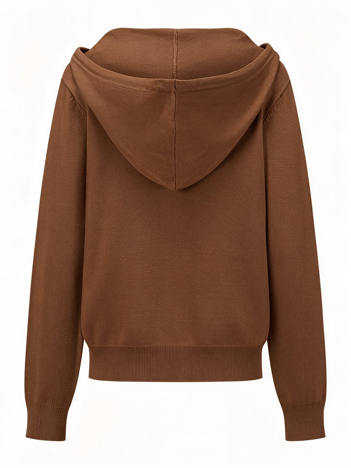 Camilla | Cardigan Cappuccino con Cappuccio e Bottoni