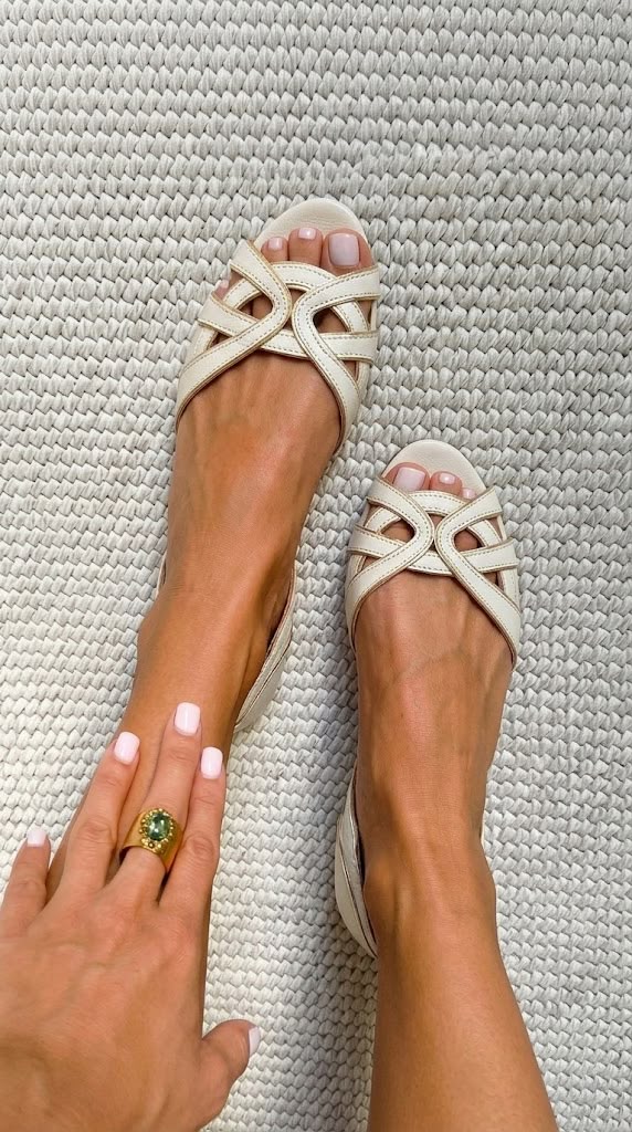 Camilla | Sandali Intrecciati Eleganti Color Crema