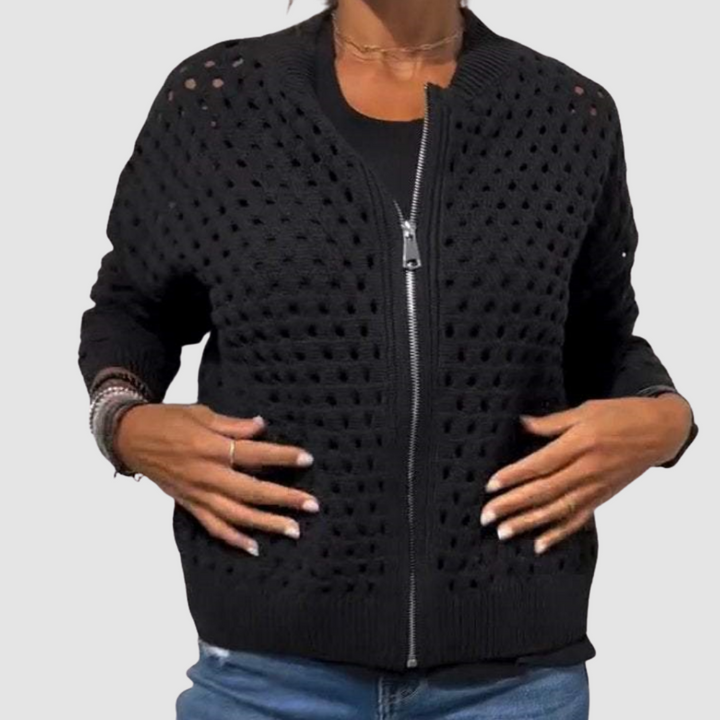 Filomena | Cardigan Traforato con Cerniera