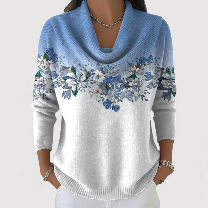 Araceli | Maglione Floreale con Collo Alto