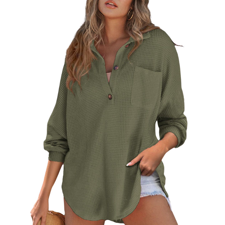 Bibiana | Blusa Tunica Leggera con Bottoni e Scollo a V