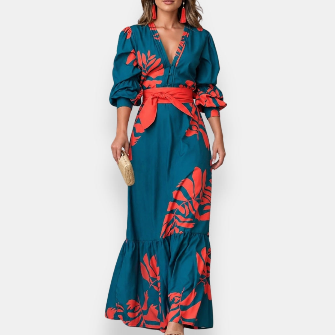 Natalia | Abito Maxi Floreale Tropicale