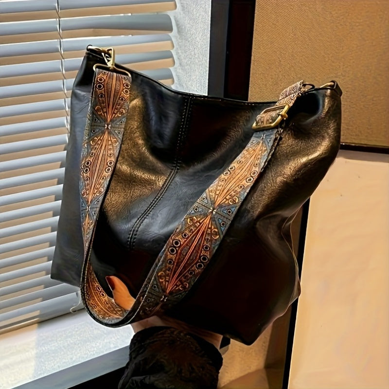 Serena | Borsa a Tracolla Grande Capacità in Stile Etnico, Borsa Vintage con Banda Larga, Borsa Pratica da Tutti i Giorni Multiuso Grande Capacità, Adatta per il Tempo Libero e i Viaggi
