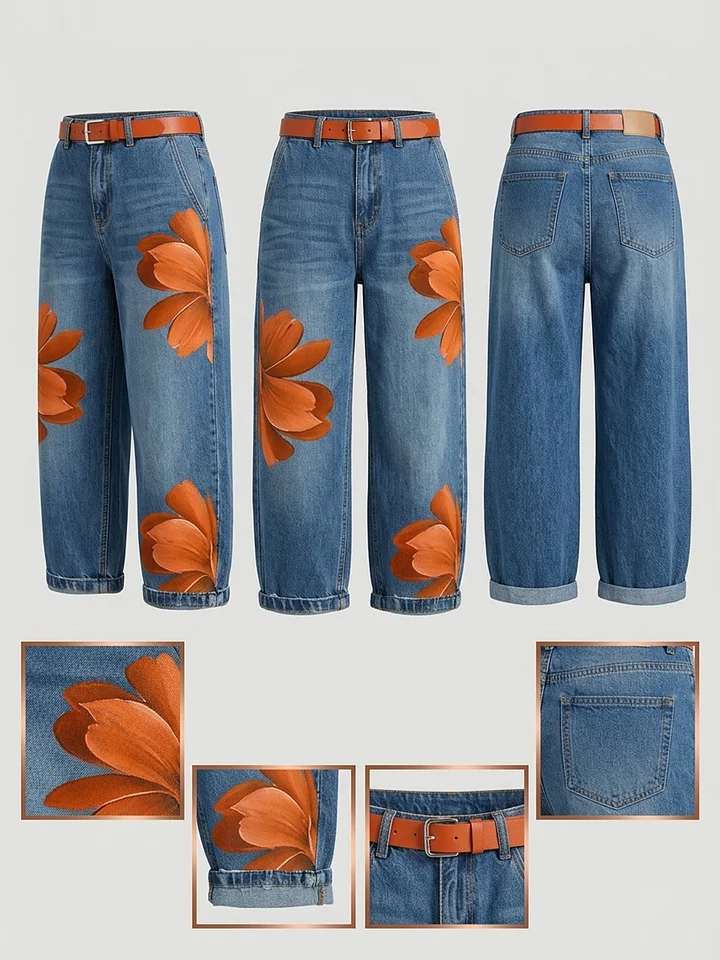 Vittorina | Completo con camicia e jeans a fiori