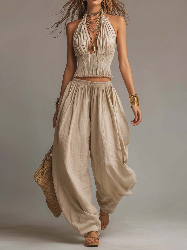Ginevra | Completo Boho con Top a Fascia e Pantaloni Harem