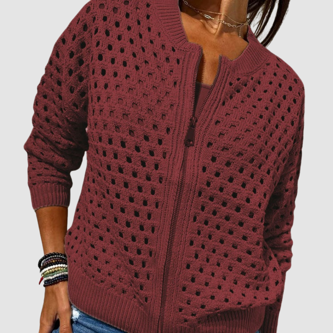Filomena | Cardigan Traforato con Cerniera