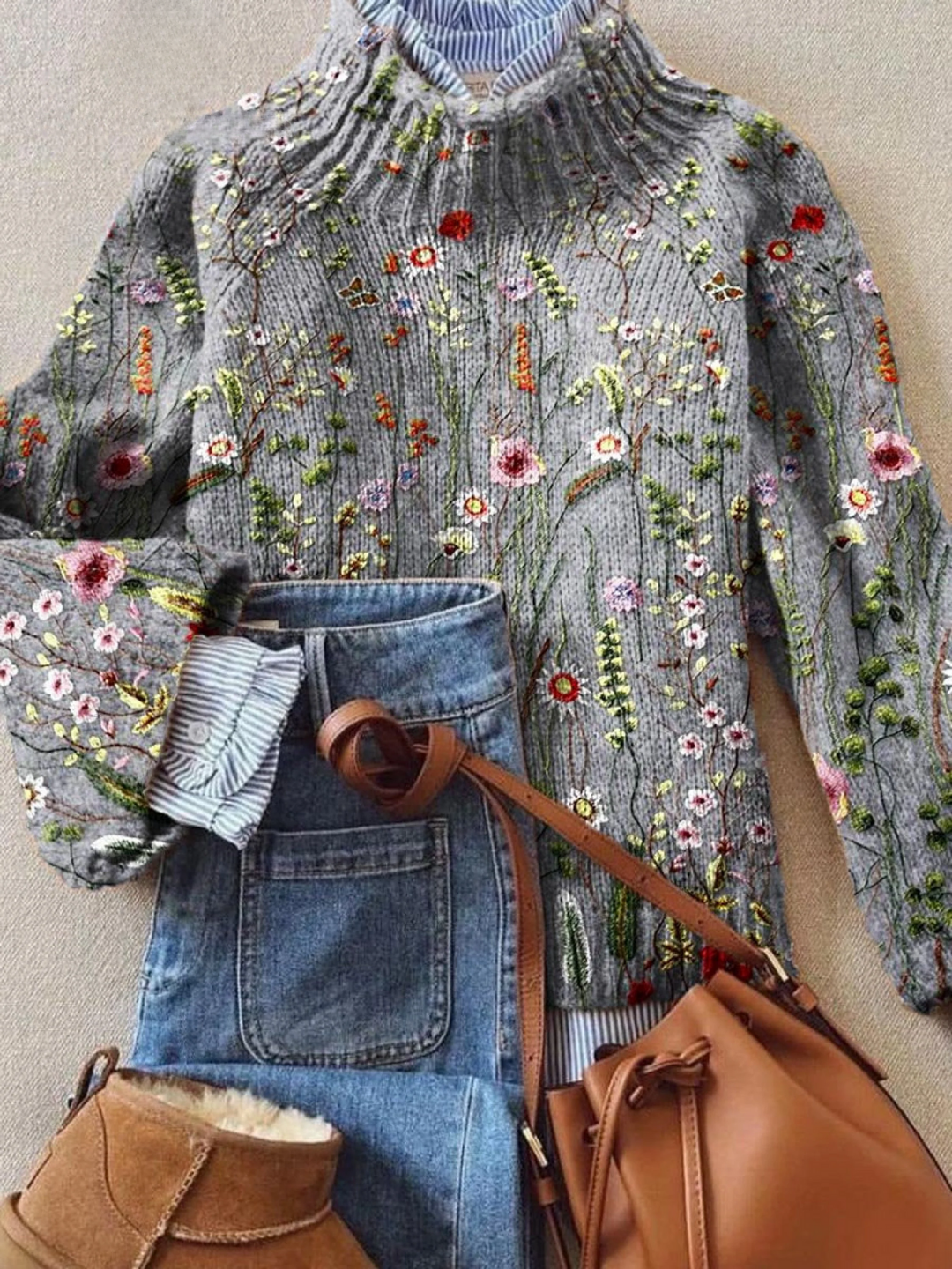 Vanda | Maglione in maglia a fiori vintage