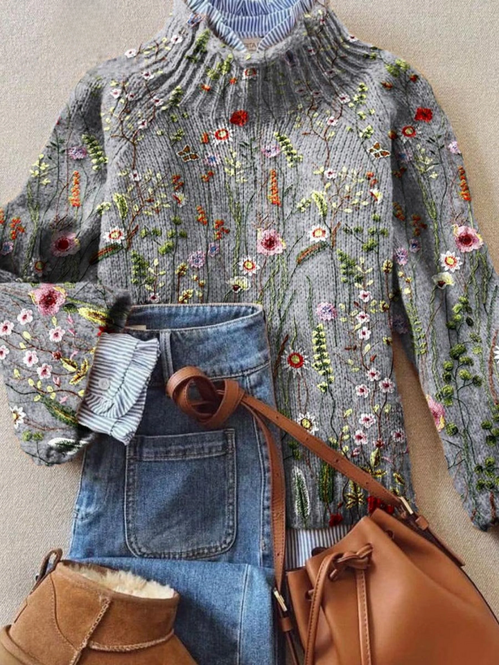 Vanda | Maglione in maglia a fiori vintage