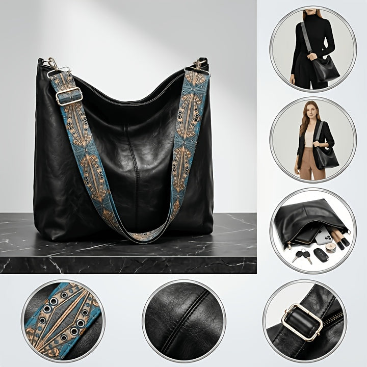 Serena | Borsa a Tracolla Grande Capacità in Stile Etnico, Borsa Vintage con Banda Larga, Borsa Pratica da Tutti i Giorni Multiuso Grande Capacità, Adatta per il Tempo Libero e i Viaggi