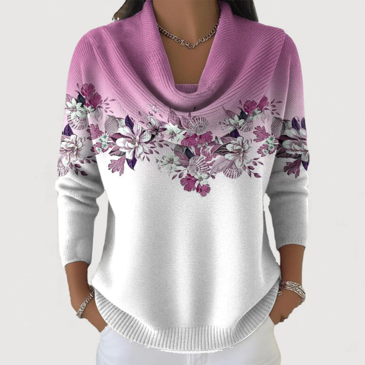 Araceli | Maglione Floreale con Collo Alto