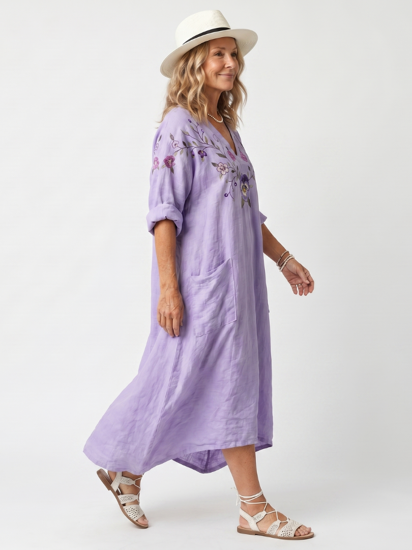 Margherita | Abito Maxi Scollo a V con Tasche