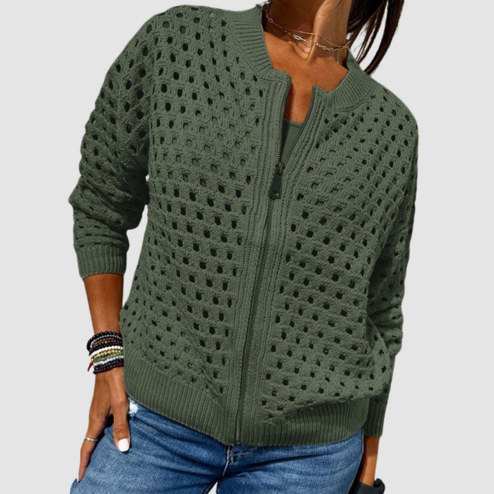 Filomena | Cardigan Traforato con Cerniera