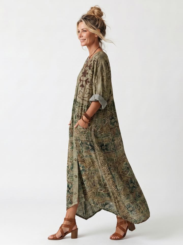 Margherita | Abito Maxi Scollo a V con Tasche