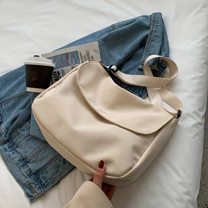 Valentina | Borsa a Tracolla in Nylon Spesso Grande Capacità con Cerniera, Bottone Magnetico, Tracolla Regolabile, Borsa in Tessuto Leggera e Pieghevole