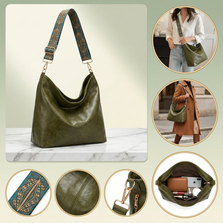 Serena | Borsa a Tracolla Grande Capacità in Stile Etnico, Borsa Vintage con Banda Larga, Borsa Pratica da Tutti i Giorni Multiuso Grande Capacità, Adatta per il Tempo Libero e i Viaggi