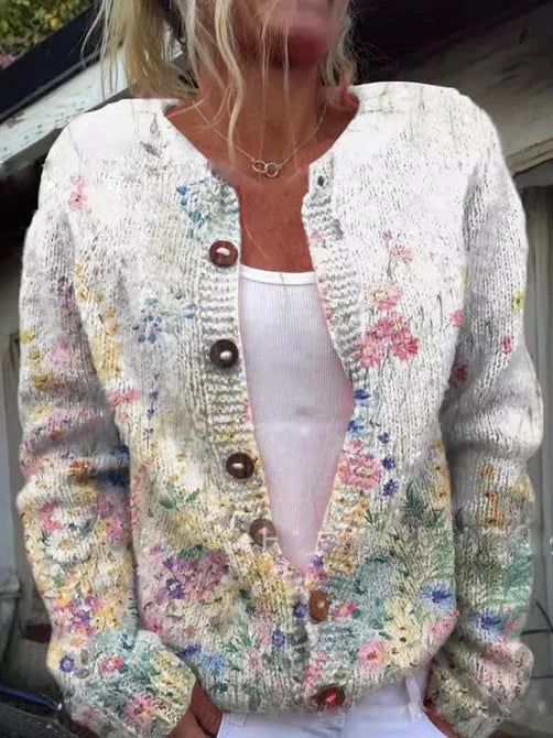 Irma | Cardigan con Motivo Floreale