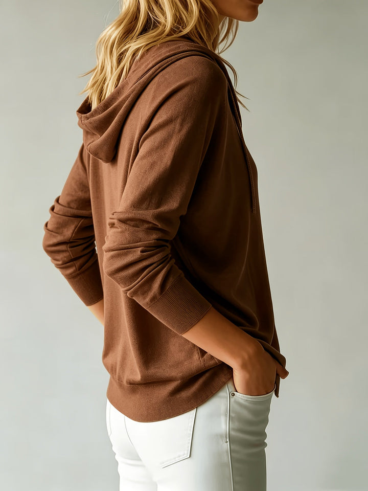 Camilla | Cardigan Cappuccino con Cappuccio e Bottoni