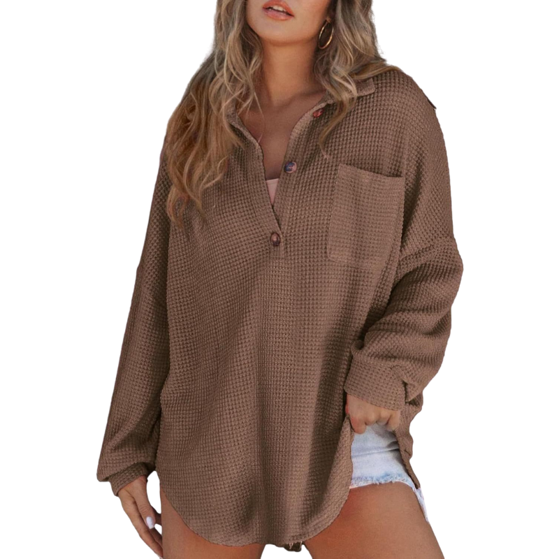 Bibiana | Blusa Tunica Leggera con Bottoni e Scollo a V