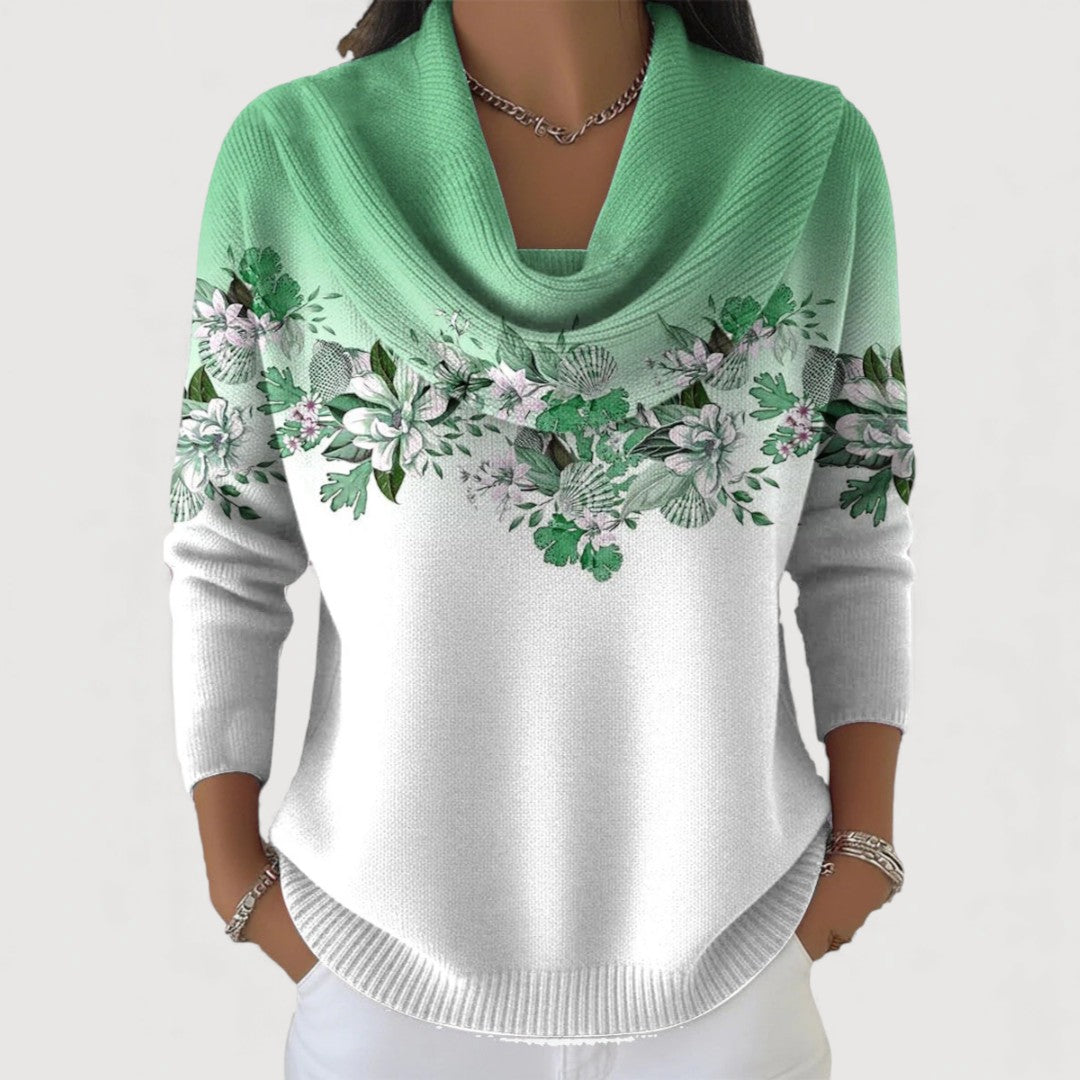 Araceli | Maglione Floreale con Collo Alto