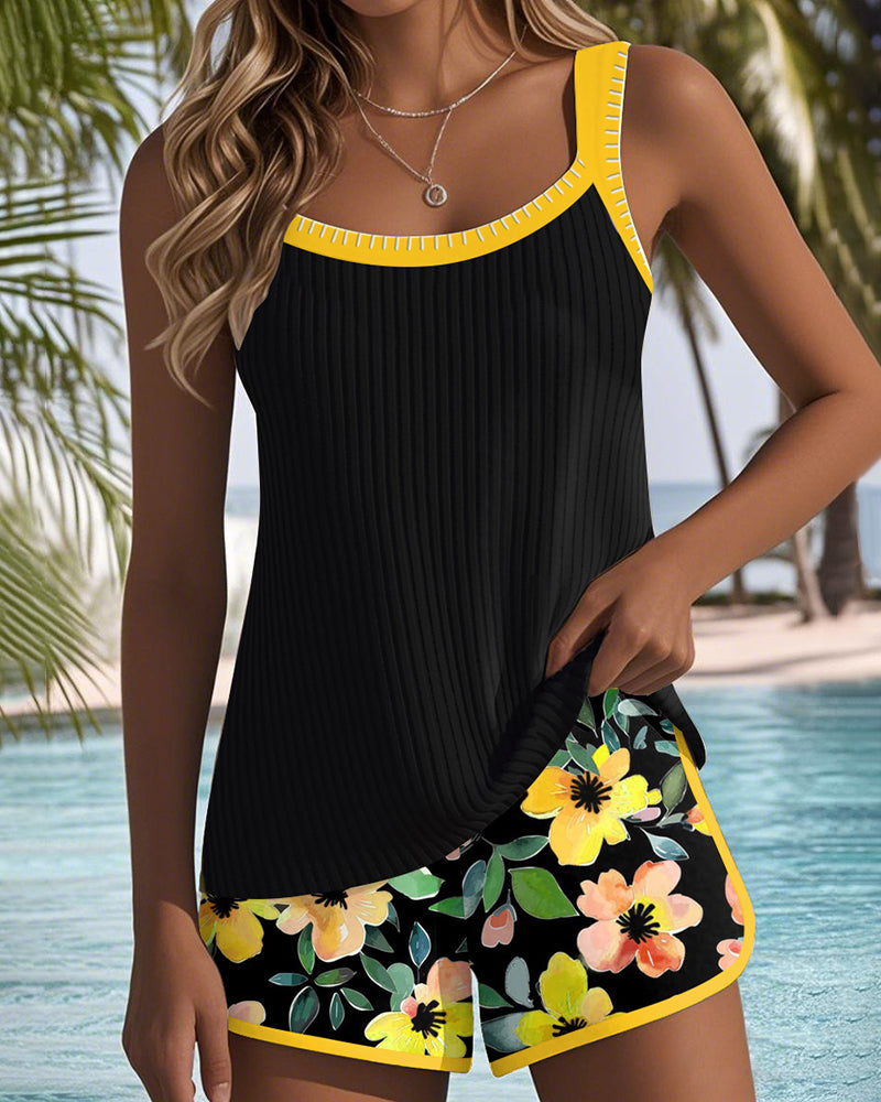 Sidonia | Tankini Elegante con Pantaloncino Floreale