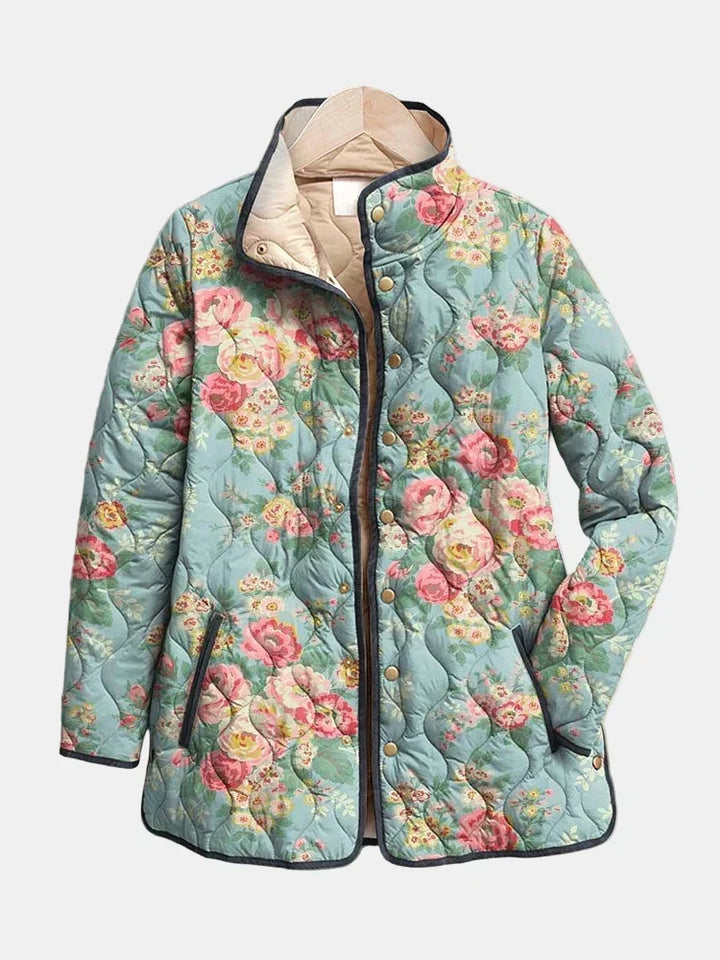 Nicoletta | Giacca Trapuntata a Rose Celadon