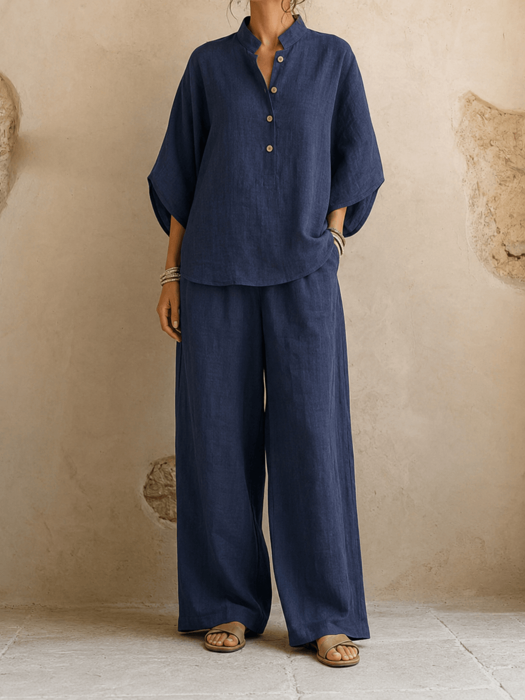 Stefania | Completo con Maniche a Pipistrello e Pantaloni Larghi