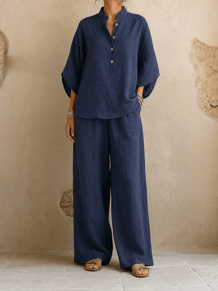 Stefania | Completo con Maniche a Pipistrello e Pantaloni Larghi