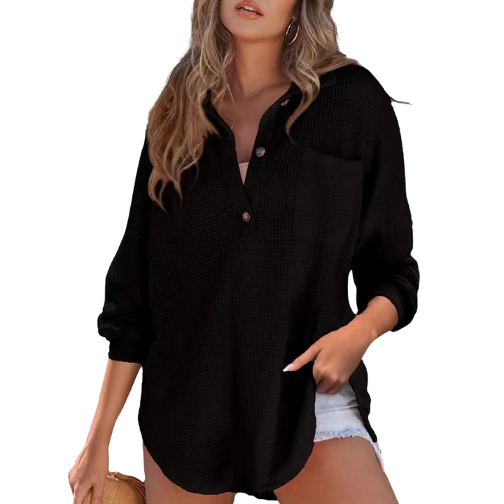 Bibiana | Blusa Tunica Leggera con Bottoni e Scollo a V