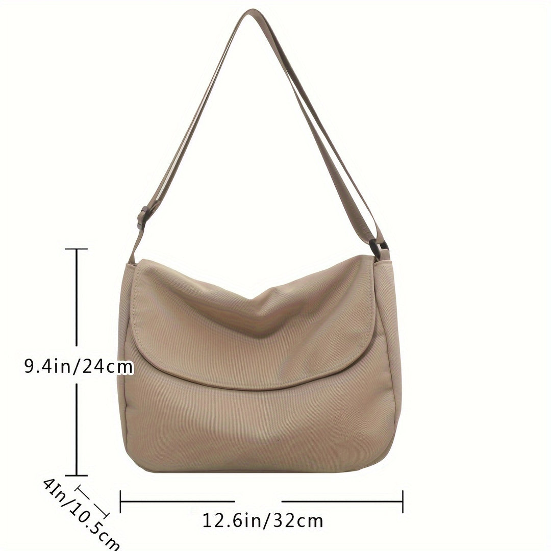 Valentina | Borsa a Tracolla in Nylon Spesso Grande Capacità con Cerniera, Bottone Magnetico, Tracolla Regolabile, Borsa in Tessuto Leggera e Pieghevole