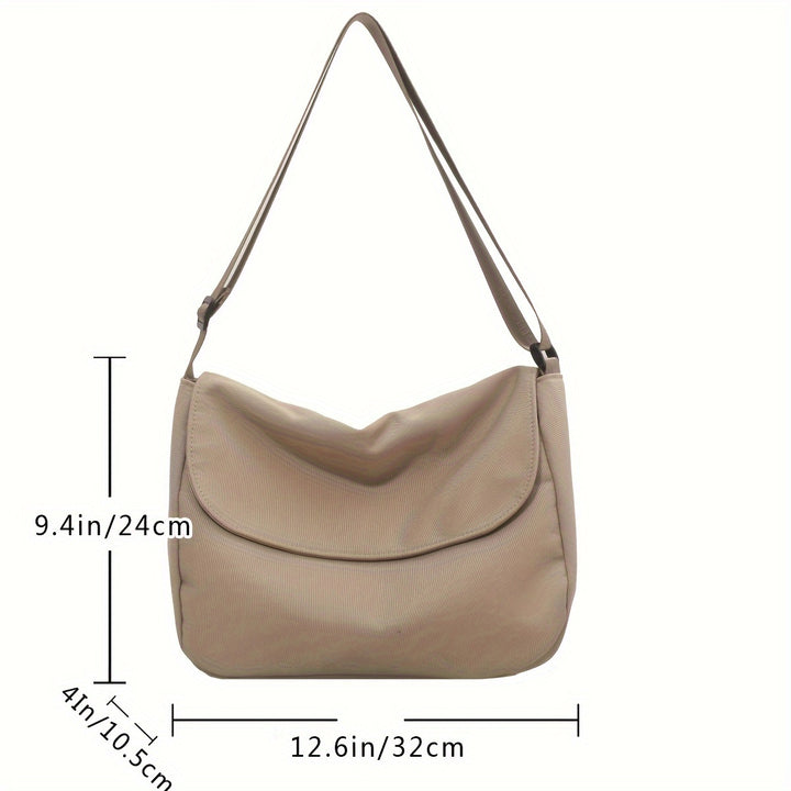 Valentina | Borsa a Tracolla in Nylon Spesso Grande Capacità con Cerniera, Bottone Magnetico, Tracolla Regolabile, Borsa in Tessuto Leggera e Pieghevole