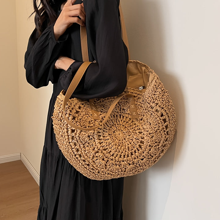 Ambra | Borsa Tonda in Paglia Intrecciata