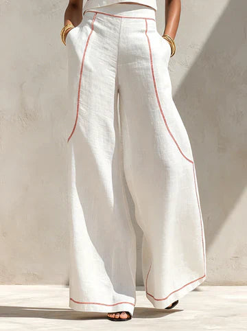 Vittoria | Completo Bianco con Top Senza Maniche e Pantaloni a Gamba Larga