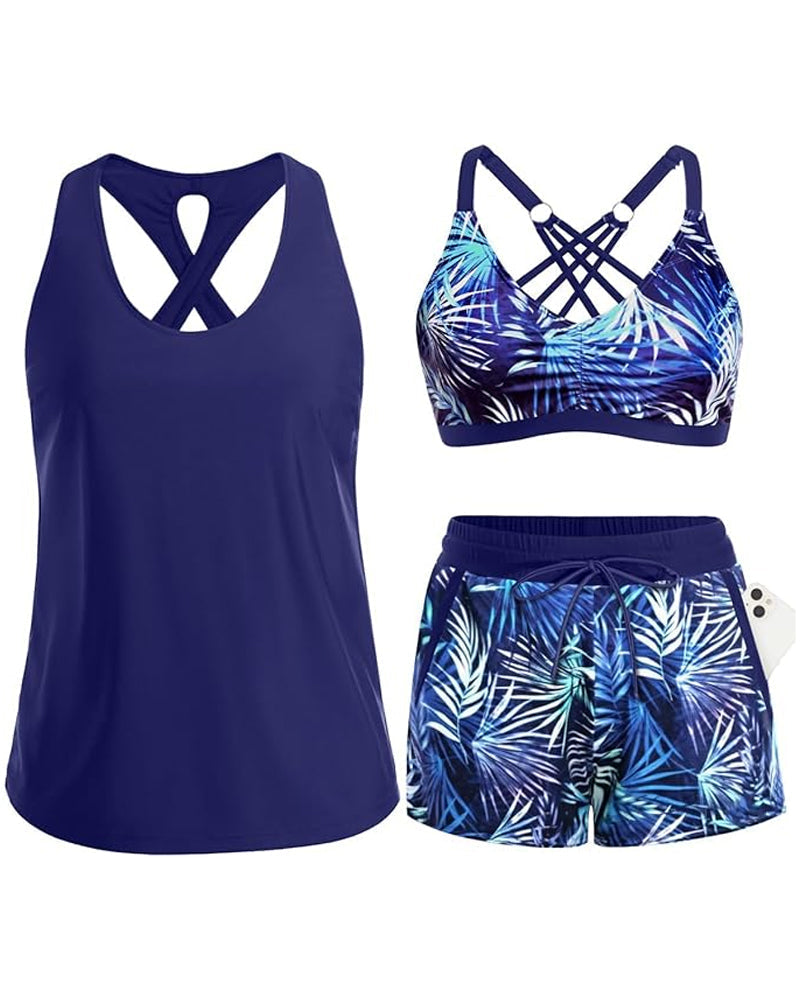 Ivana | Set da Bagno Tre Pezzi Tankini, Bikini e Copricostume