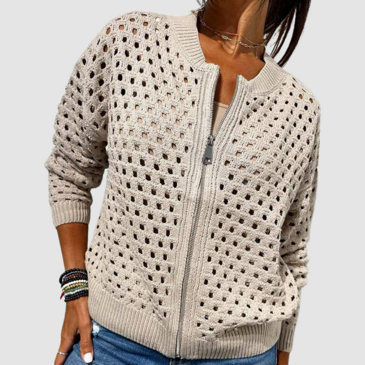 Filomena | Cardigan Traforato con Cerniera