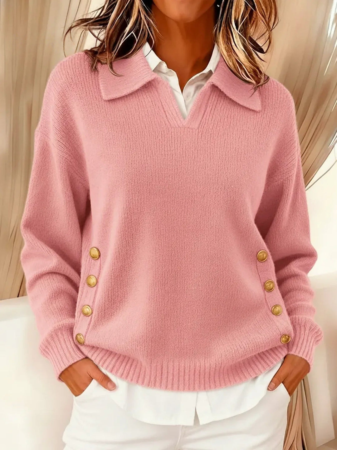 Yolanda | Pullover con Collo Polo e Bottoni