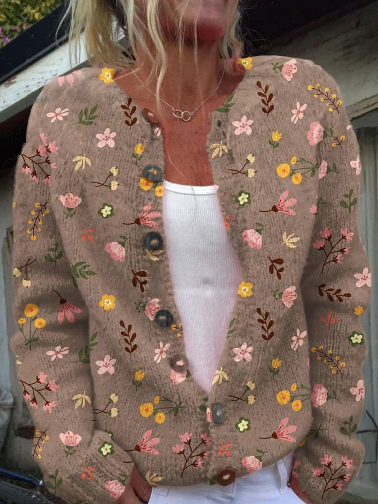 Irma | Cardigan con Motivo Floreale