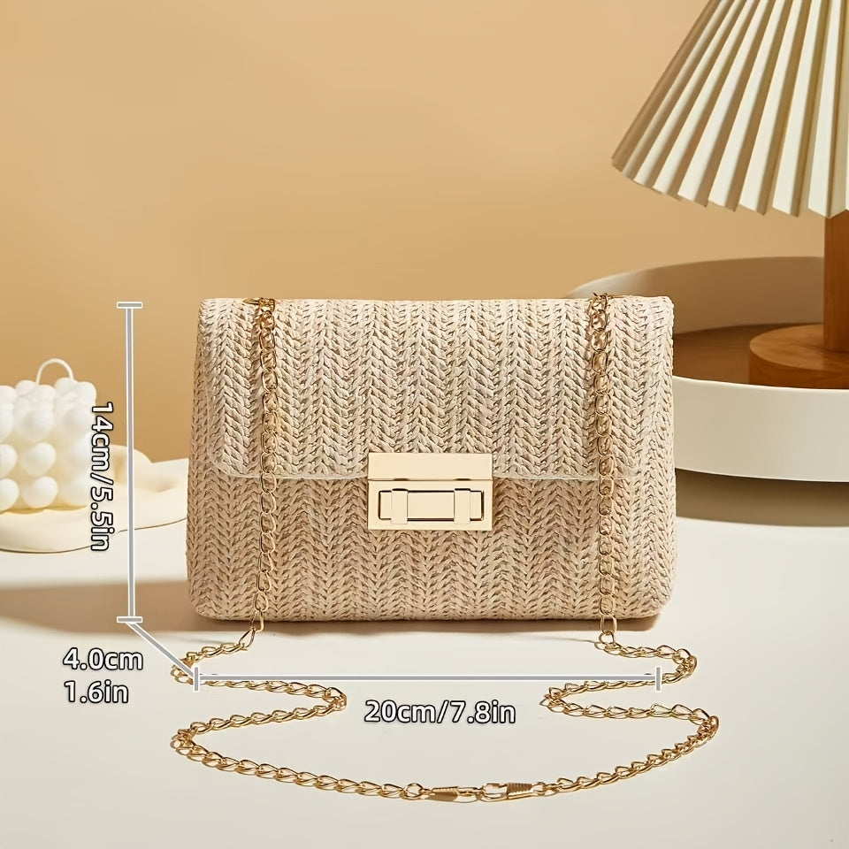 Carola | Borsa a Tracolla Quadrata in Paglia Intrecciata