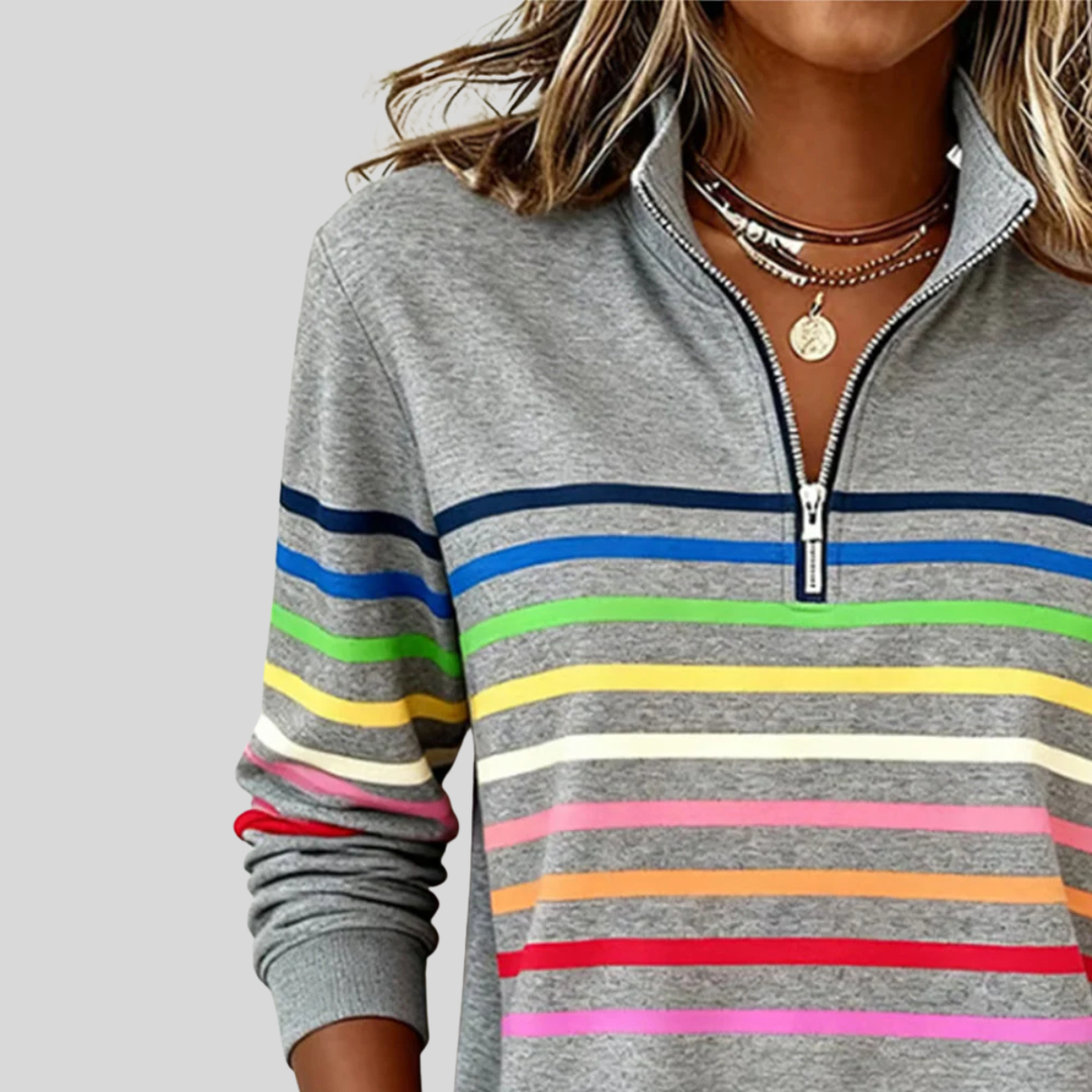 Priscilla | Felpa a Righe con Mezza Zip