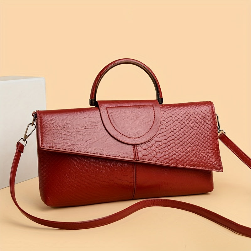 Bianca | Pochette alla moda con stampa di coccodrillo - borsa a spalla e a tracolla versatile, ideale per lavoro, acquisti e regalo - con chiusura magnetica, nero