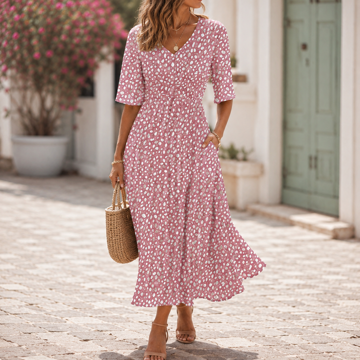 Tess™ | Elegante Midi Jurk Met Buikcamouflerend Design