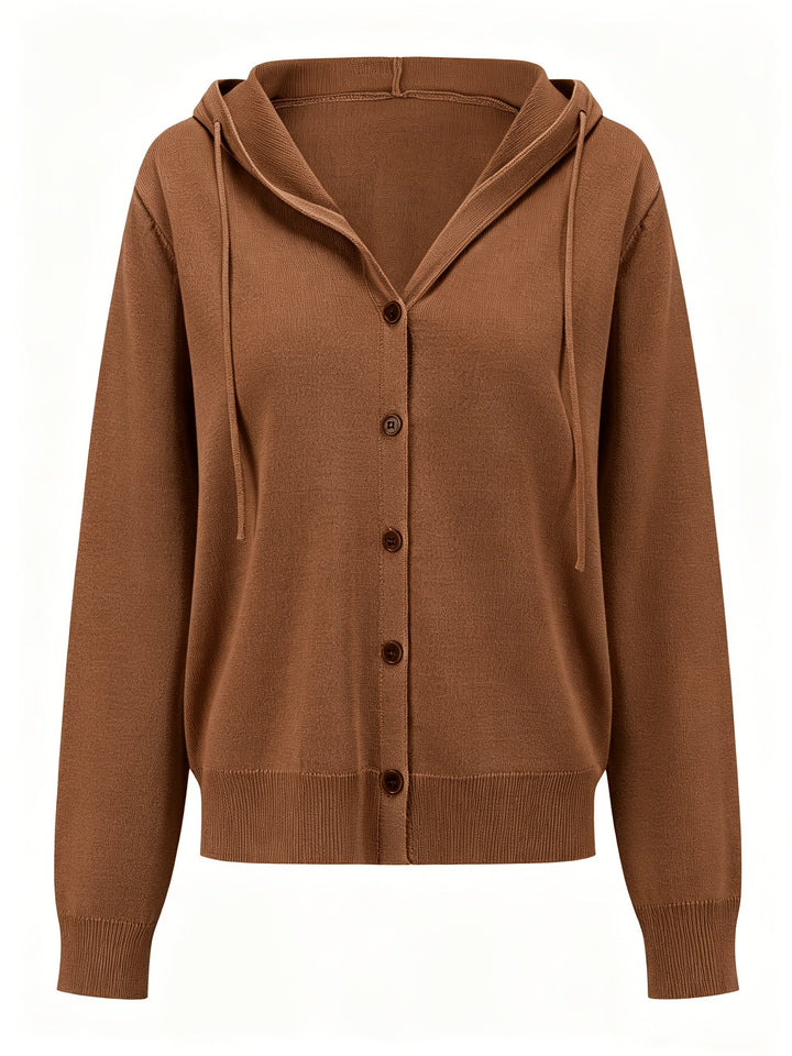 Camilla | Cardigan Cappuccino con Cappuccio e Bottoni