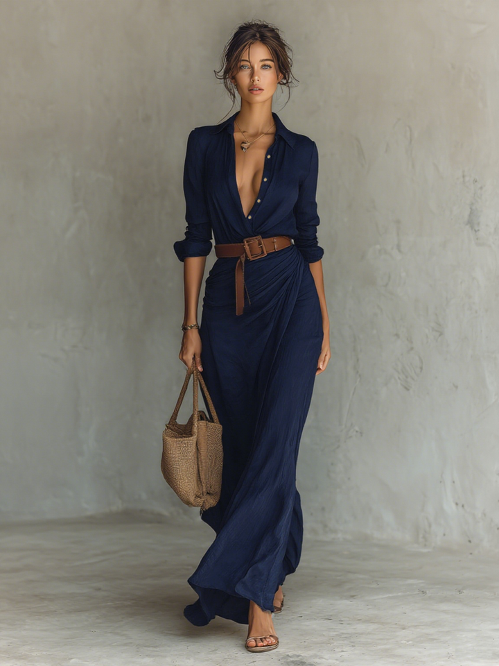 Camilla | Abito Lungo Elegante a Camicia