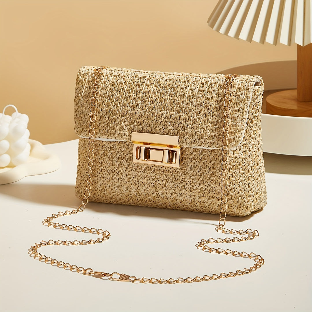 Carola | Borsa a Tracolla Quadrata in Paglia Intrecciata