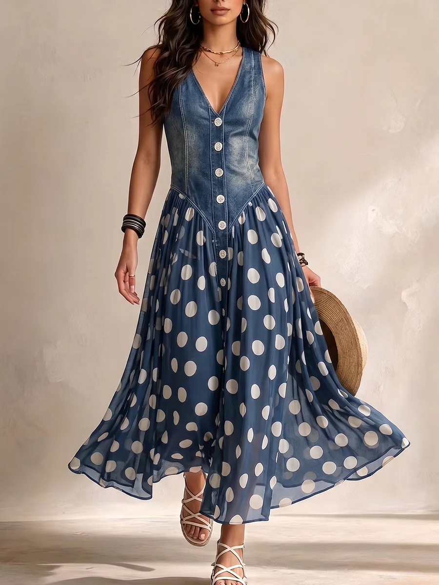 Bianca | Abito Midi in Chiffon a Pois