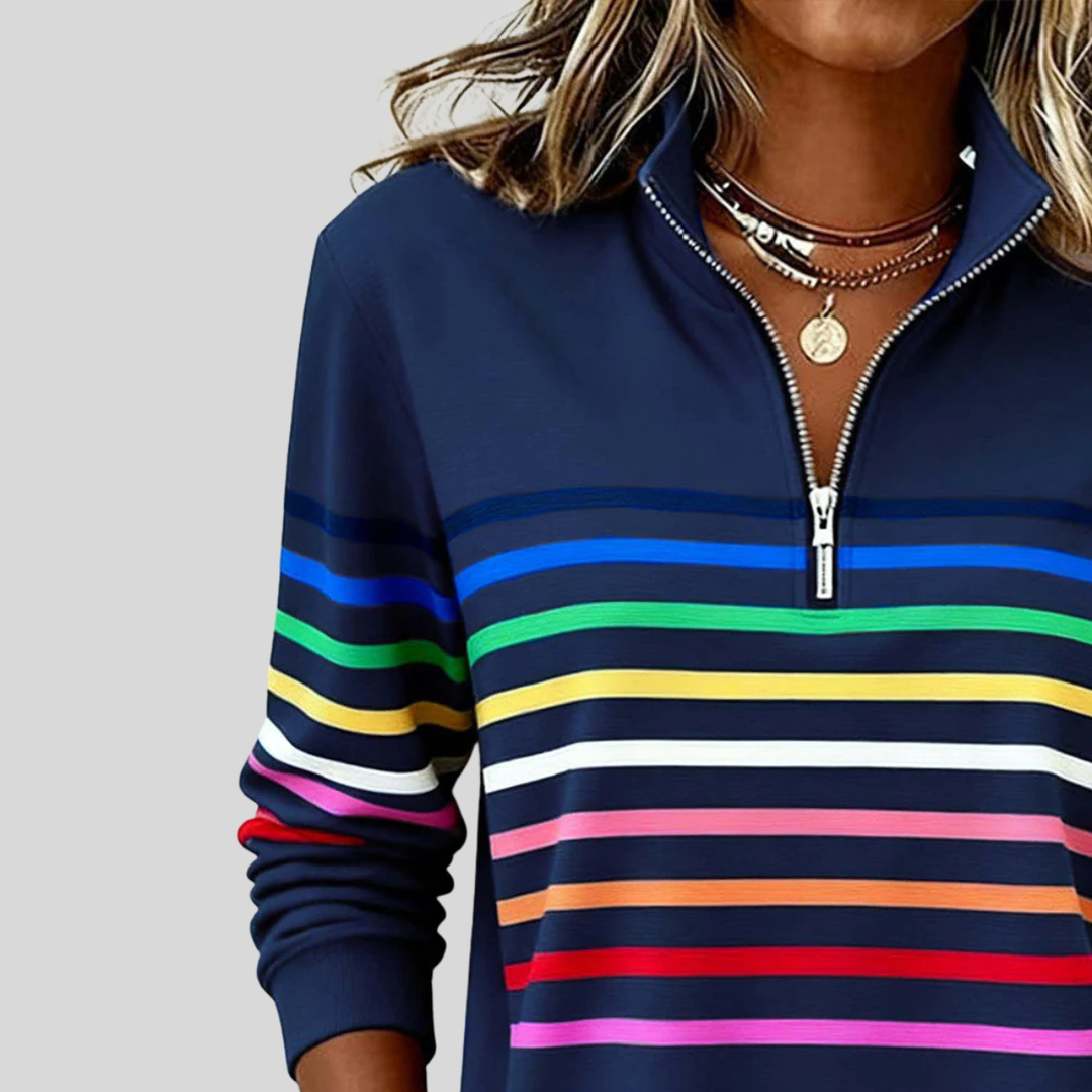 Priscilla | Felpa a Righe con Mezza Zip